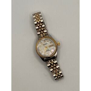 Armitron Dual Colored Silver Gold Women's Watch Analog Bracelet *new battery*